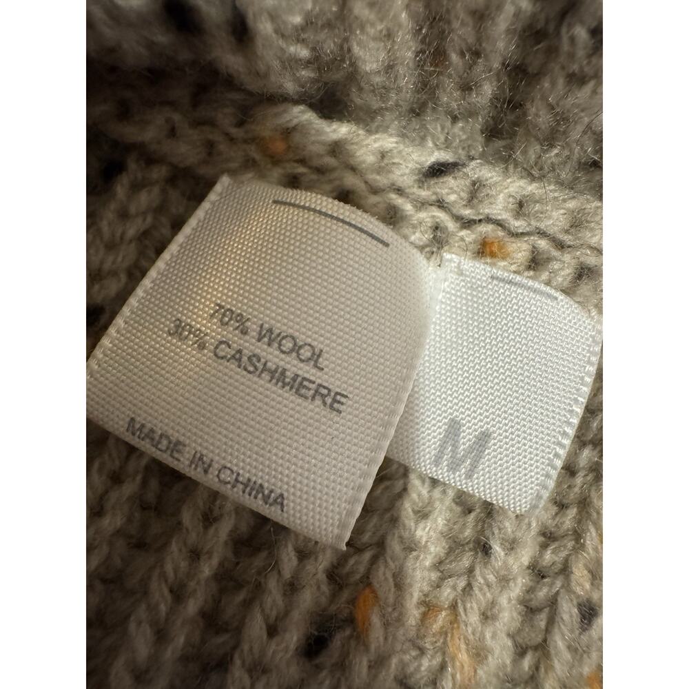 Kokun Cashmere Wool Sweater Taupe Beige Marled Hooded Vest Womens Medium - Picture 10 of 13